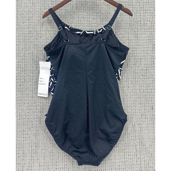Trimshaper Swimsuit Womens Size 16 Black White One Piece Tummy Control NWT - Picture 2 of 14